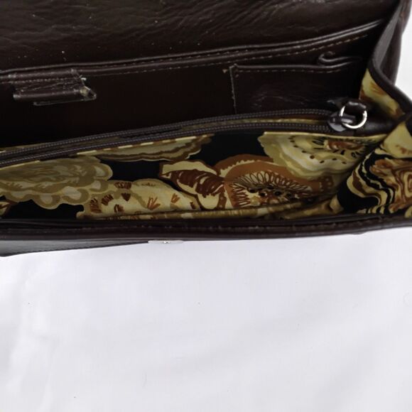 Brighton Vintage Brown & Black Clutch Bag with Thin Strap - Gator and Hearts - Picture 3 of 6